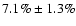 $7.1\% \pm 1.3\%$