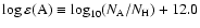 $\log\varepsilon({\rm A})\equiv\log_{10}(N_{{\rm A}}/N_{{\rm H}})+12.0$
