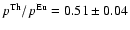 $p^{{\rm Th}}/p^{{\rm Eu}}=0.51\pm0.04$