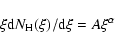 \begin{displaymath}%
\xi {\rm d}N_{\rm H} (\xi)/ {\rm d}\xi = A \xi^{\alpha}
\end{displaymath}