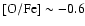 $\rm [O/Fe]\sim - 0.6$