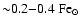 ${\sim} 0.2{-}0.4~ \rm Fe_{\odot}$