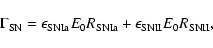 \begin{displaymath}\Gamma_{\rm SN}= \epsilon_{\rm SN Ia}E_0 R_{\rm SN Ia}
+ \epsilon_{\rm SN II}E_0 R_{\rm SN II} ,
\end{displaymath}