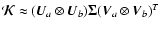 $\vec{\cal K}\approx (\vec{U}_a \otimes \vec{U}_b) \vec{\Sigma}(\vec{V}_a \otimes \vec{V}_b)^T$
