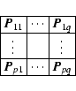 \begin{displaymath}\begin{array}{\vert c\vert c\vert c\vert} \hline
\vec{P}_{11...
...ne
\vec{P}_{p1} & \cdots & \vec{P}_{pq} \\ \hline
\end{array}\end{displaymath}