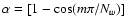 $\alpha = [1-\cos(m \pi/N_w)]$
