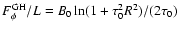 $F_{\phi}^{\rm GH}/L = B_0 \ln (1 + \tau_0^2 R^2)/(2\tau_0)$