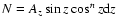 $N=A_{z}\sin z\cos^n z {\rm d}z$
