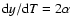 ${\rm d}y/{\rm d}T=2\alpha$