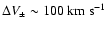 $\Delta V_{\pm}\sim100{~\rm {km~s^{-1}}}$