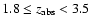 $1.8\le z_{{\rm abs}}<3.5$