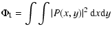 $\displaystyle \Phi_{\rm I}=\int\int\left\vert P(x,y)\right\vert^{2} {\rm d}x {\rm d}y$