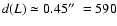 $d(L)\simeq 0.45\hbox {$^{\prime \prime }$ }= 590$