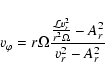 \begin{displaymath}%
v_{\varphi}=r\Omega
\frac{\frac{\mathcal{L}v_r^2}{r^2\Omega}-A_r^2}{v_r^2-A_r^2}
\end{displaymath}