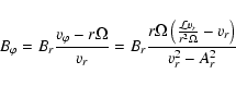 \begin{displaymath}%
B_{\varphi}=B_r\frac{v_{\varphi}-r\Omega}{v_r}=B_r\frac{r\O...
...left(\frac{\mathcal{L}v_r}{r^2\Omega}-v_r\right)}{v_r^2-A_r^2}
\end{displaymath}