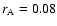 $r_{\rm A}=0.08$