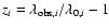 $z_i = \lambda_{{\rm obs},i}/\lambda_{0,i} - 1$