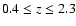 $0.4 \leq z \leq 2.3$