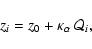 \begin{displaymath}%
z_i = z_0 + \kappa_\alpha~{\cal Q}_i,
\end{displaymath}