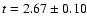 $t=2.67 \pm 0.10$