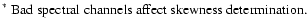 $\textstyle \parbox{10.5cm}{
$^*$\space Bad spectral channels affect skewness determination.}$