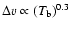$\Delta v
\propto (T_{\rm b})^{0.3}$