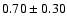 $0.70\pm0.30$