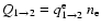 $Q_{1\rightarrow2} = q^{\rm e}_{1\rightarrow2}~n_{\rm e}$