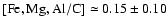 $\rm [Fe, Mg, Al/C] \simeq 0.15\pm0.10$