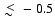 $\;
\raise0.3ex\hbox{$<$\kern-0.75em\raise-1.1ex\hbox{$\sim$ }}\;-0.5$