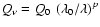 $Q_\nu=Q_0~\left(\lambda_0/\lambda\right)^p$