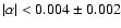 $\vert \alpha \vert < 0.004 \pm 0.002$