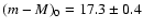 $(m-M)_0=17.3\pm0.4$