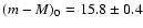 $(m-M)_0=15.8\pm0.4$