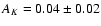 $A_{K} = 0.04 \pm 0.02$