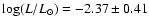 $\log (L/L_{\odot}) = -2.37 \pm 0.41$