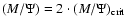 $(M/\Psi )=2\cdot (M/\Psi )_{\rm crit}$