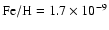 $\rm Fe/H =
1.7\times10^{-9}$