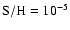 $\rm S/H = 10^{-5}$