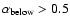 $\alpha_{\rm below}>0.5$