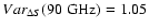 $Var_{\Delta S}(90 \;\rm GHz) = 1.05 $
