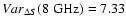 $Var_{\Delta S}(8 \;\rm GHz) = 7.33$