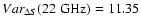 $Var_{\Delta S}(22 \;\rm GHz) = 11.35$