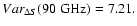 $Var_{\Delta S}(90\;\rm GHz) = 7.21.$