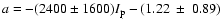 $a= -(2400\pm1600)I_{\rm p}-(1.22~\pm~0.89)$