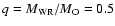 $q=M_{\rm WR}/M_{\rm O}=0.5$