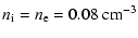 $\displaystyle n_{\rm i} = n_{\rm e} = 0.08~{\rm cm} ^{-3}$