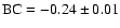$\rm BC = -0.24 \pm 0.01 $