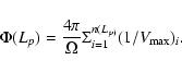 \begin{displaymath}\Phi(L_{p}) = \frac{4\pi}{\Omega} \Sigma_{i=1}^{n(L_{p)}} (1/V_{\rm max})_{i}.
\end{displaymath}