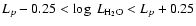 $L_{p}-0.25 < \log~L_{\rm H_2O}<L_{p}+0.25$